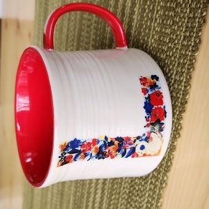 New Anthropologie Nathalie Lete Bouquet Monogram L Ceramic coffee Mug White Red